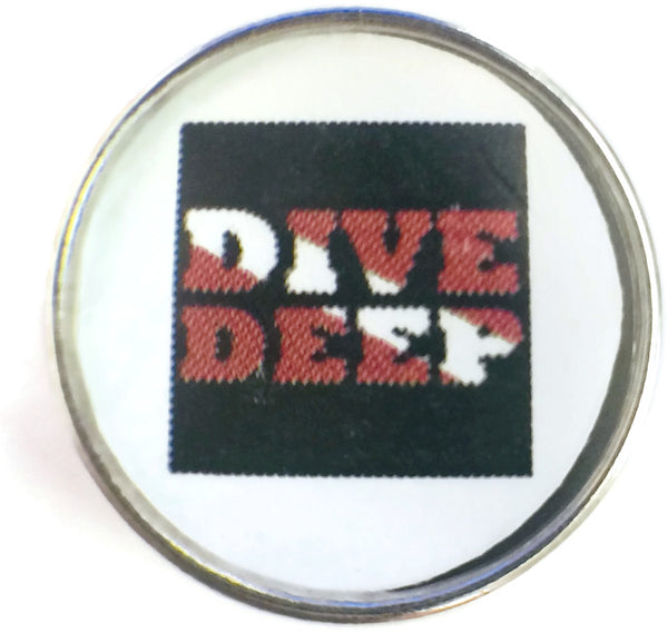 Scuba Diver Dive Deep with Diver Down Flag 18MM - 20MM Fashion Snap Jewelry Snap Charm