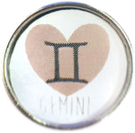 Gemini Zodiac Heart Horoscope Symbol 18MM - 20MM Charm for Snap Jewelry
