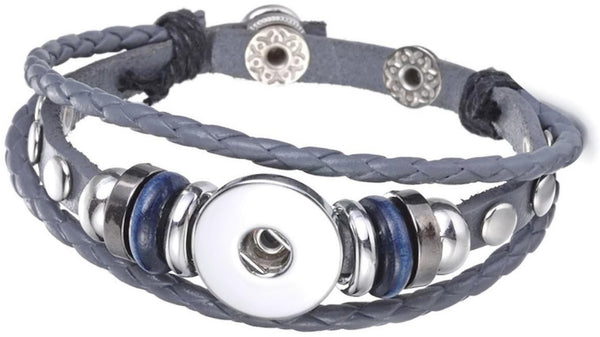 Grey DIY Leather Bracelet Multiple Colors for 18MM - 20MM Snap Jewelry Build Your Own Unique