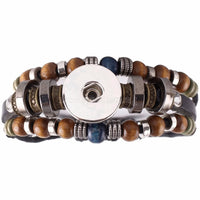 Bohemian Style Multi Layer Leather Bracelet W/ Beads Easy Adjustable Pull DIY Build Your Own 18MM - 20MM Snap Jewelry