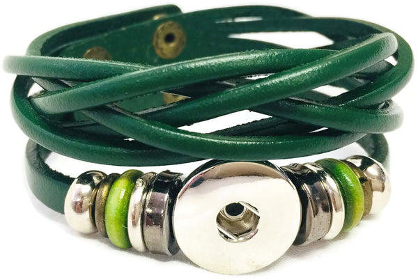 Hunter Green Cuff DIY Leather Bracelet Multiple Colors Available for 18MM - 20MM Snap Jewelry Build Your Own Unique