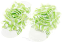 Shabby Chic Baby Toddler Barefoot Sandal Lime Green Chiffon Flower Elastic Foot Wear  2 Pc 1 Pair