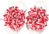 Shabby Chic Baby Toddler Barefoot Sandal Red Chiffon Flower Elastic Foot Wear  2 Pc 1 Pair