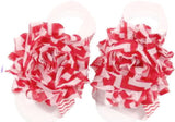 Shabby Chic Baby Toddler Barefoot Sandal Red Chiffon Flower Elastic Foot Wear  2 Pc 1 Pair