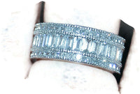Anniversary Band Baguette White Topaz Cubic Zirconium Diamond 10KT White Gold Wedding Band Ring Sz 5-11