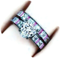 Classic Victoria Wieck Wedding Engagement Bride Ring 10K Black Gold Pink Baguette CZ Heart Diamond Beautiful