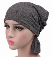 Cancer Chemo Cap Pre-Tied Elastic Soft Head scarf Wrap Hair Loss One Size Adult Turban Cover