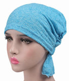Cancer Chemo Cap Pre-Tied Elastic Soft Head scarf Wrap Hair Loss One Size Adult Turban Cover