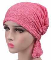 Cancer Chemo Cap Pre-Tied Elastic Soft Head scarf Wrap Hair Loss One Size Adult Turban Cover