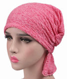 Cancer Chemo Cap Pre-Tied Elastic Soft Head scarf Wrap Hair Loss One Size Adult Turban Cover