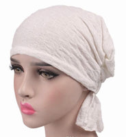 Cancer Chemo Cap Pre-Tied Elastic Soft Head scarf Wrap Hair Loss One Size Adult Turban Cover