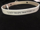 White Leather Love Hope Happiness Snap Jewelry Wrap Around Leather Bracelet Set With 2 Charms