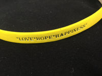 Yellow Bling Love Hope Happiness Fashion Snap Jewelry Wrap Around Leather Bracelet Set With 2 Charms