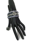 Purple Haze Fashion Snap Jewelry Cuff Leather Bracelet Set With 2 Charms Modern And Classy
