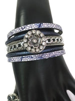 Purple Haze Fashion Snap Jewelry Cuff Leather Bracelet Set With 2 Charms Modern And Classy