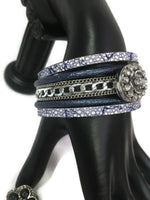 Purple Haze Fashion Snap Jewelry Cuff Leather Bracelet Set With 2 Charms Modern And Classy