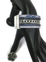 Purple Haze Fashion Snap Jewelry Cuff Leather Bracelet Set With 2 Charms Modern And Classy