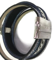 Purple Haze Fashion Snap Jewelry Cuff Leather Bracelet Set With 2 Charms Modern And Classy