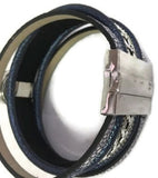 Purple Haze Fashion Snap Jewelry Cuff Leather Bracelet Set With 2 Charms Modern And Classy