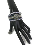 Purple Haze Fashion Snap Jewelry Cuff Leather Bracelet Set With 2 Charms Modern And Classy
