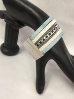 Blue Dolphin Fashion Snap Jewelry Cuff Leather Bracelet Set With 2 Charms Modern And Classy