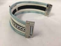 Blue Dolphin Fashion Snap Jewelry Cuff Leather Bracelet Set With 2 Charms Modern And Classy