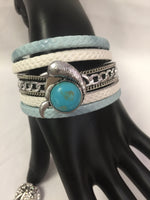 Blue Dolphin Fashion Snap Jewelry Cuff Leather Bracelet Set With 2 Charms Modern And Classy