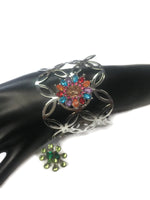 Amalia Fashion Snap Jewelry Metal Cuff Bangle Bracelet Set Plus 2 Charms Beautiful and Classy