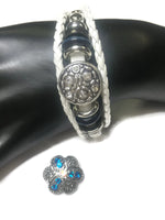 Athena Fashion Snap Jewelry Leather Bracelet Set With 2 Charms Modern And Classy