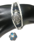 Athena Fashion Snap Jewelry Leather Bracelet Set With 2 Charms Modern And Classy
