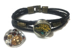 NFL Fashion Snap Jacksonville Jaguars Logo Leather Bracelet  With 2 Charms For Football Fans