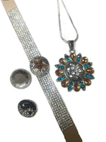 Peace and Brilliance Fashion Snap Jewelry Necklace Bracelet Set Plus 4 Charms Beautiful & Classy
