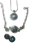 Starry Eyes Fashion Snap Jewelry Necklace Bracelet Set Plus 4 Mini Charms Beautiful & Classy