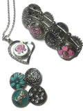 Breast Cancer Fashion Snap Jewelry Necklace Bracelet Set Plus 9 Charms Beautiful & Classy