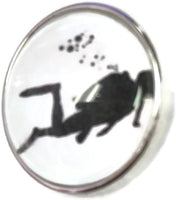 Scuba Diver Down 18MM - 20MM Fashion Snap Jewelry Snap Charm