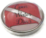 Open Water Scuba Diver Down Flag 18MM - 20MM Fashion Snap Jewelry Snap Charm