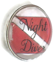Night Diver Scuba Diver Down Flag 18MM - 20MM Fashion Snap Jewelry Snap Charm