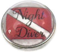 Night Diver Scuba Diver Down Flag 18MM - 20MM Fashion Snap Jewelry Snap Charm