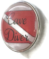 Cave Diver Scuba Diver Down Flag 18MM - 20MM Fashion Snap Jewelry Snap Charm