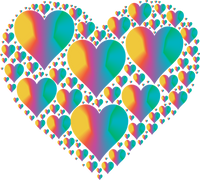 Colorful Hearts Inside Of Heart  18MM - 20MM  Snap Charm