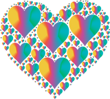 Colorful Hearts Inside Of Heart  18MM - 20MM  Snap Charm