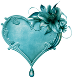 Beautiful Blue Heart With Flower Dripping Water  18MM - 20MM  Snap Charm