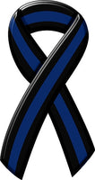 Support Ribbon Officer Thin Blue Line Snap on 18" Leather Rope Diamond Pendant Necklace W/ Extra 18MM - 20MM Snap Charm