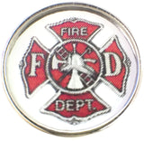 Thin Red Line Fire Department Badge Support For Firefighters 18MM - 20MM Snap Charm
