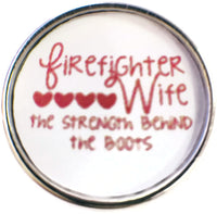 Thin Red Line Firefighter Wife The Strength Behind The Boots 18MM - 20MM Snap Charm