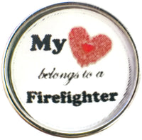 Thin Red Line My Heart Belongs To A Firefighter 18MM - 20MM Snap Charm