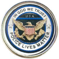 Thin Blue Line In God We Trust Police Lives Matter 18MM - 20MM Snap Charm