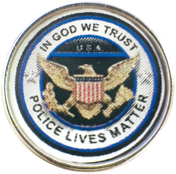 Thin Blue Line In God We Trust Police Lives Matter 18MM - 20MM Snap Charm