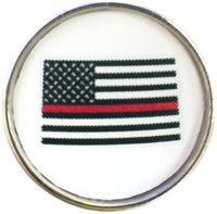 Thin Red Line USA Flag Support our Firefighters 18MM - 20MM Snap Charm
