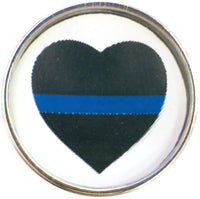 Thin Blue Line Heart Support your Officer 18MM - 20MM Snap Charm